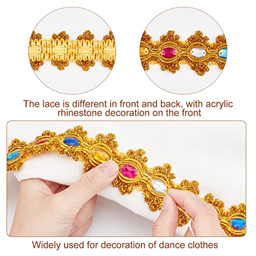 Arricraft 9.8 Yards X 1.5 Inch Beaded Lace Trim Sequinned Ribbon, Paillette Sequins Trim Lace Ribbon Gold Metallic Braided Ribbons For Dress Embellish Headband Dancing Costume Decoration #TOP3
