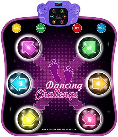 Dance Mat, Electronic Music Dance Pad with LED Lights & Wireless Bluetooth, 5 Game Modes, Birthday Gifts, Toys for Girl 4-8, 8-12