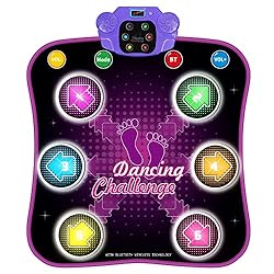 Dance Mat, Electronic Music Dance Pad with LED Lights & Wireless Bluetooth, 5 Game Modes, Birthday Gifts, Toys for Girl…