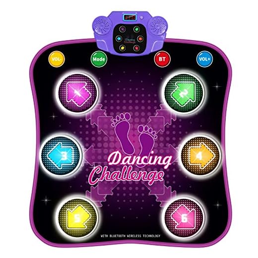 Dance Mat, Electronic Music Dance Pad with LED Lights & Wireless Bluetooth, 5 Game Modes, Birthday Gifts, Toys for Girl 4-8, 8-12