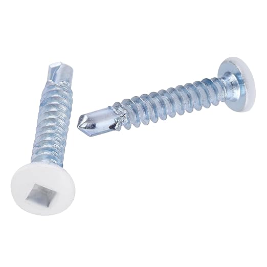8x1 tornillo de metal para RV blanco, cabeza cuadrada, auto taladrante, para trailers miniatura 8