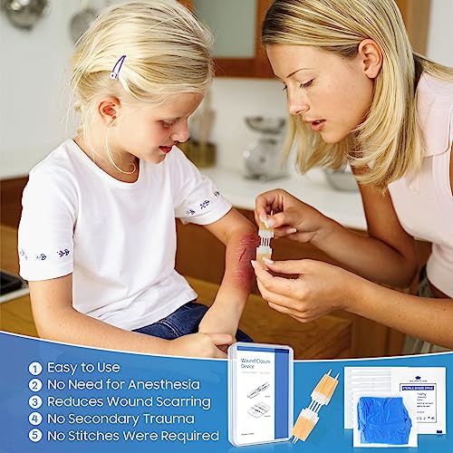 Seabird Emergency Wound Closure Device, Zip Wound Closure Strips, Bandages Kit Pack Of 6, Painless Laceration Repair, Without Stitches, Adhesive Bandages For Wound Care & First Aid, Beige #TOP3