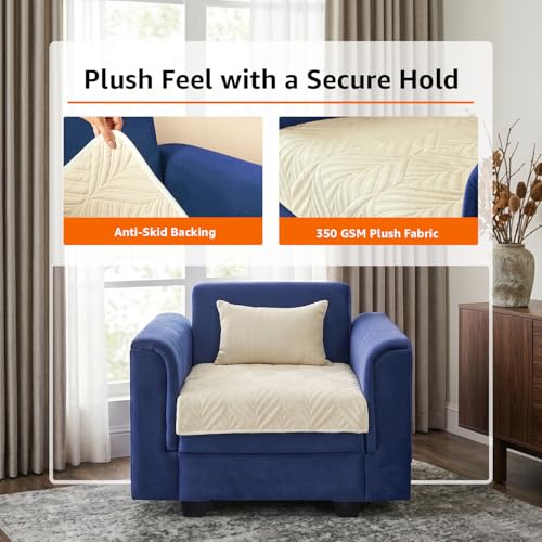 Image of Amazon Basics - Velvet Quilted Make Your Own Sofa Cover |70cm x 70cm|Microfiber Sofa Slipcover (Beige, 1 Seater)