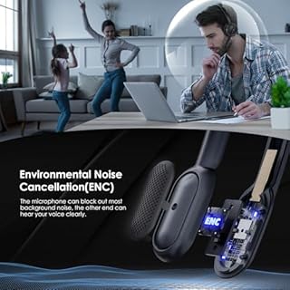 Upgrade ANC & ENC Headset with Microphone for PC, Wireless Headset with Mic for Work(Flip-to-Mute & USB Dongle), Bluetooth 5.4 Noise Cancelling Headphones with Mic for Call Center/Home/Computer/Phones