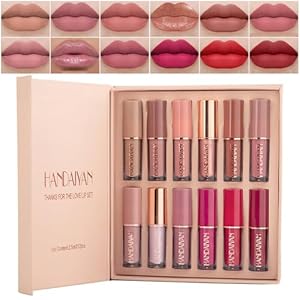 Lipgloss, set van 12 kleuren, matte parelmoer-achtige, niet-plakkerige lippenstift, make-up voor lippen, voor vrouwen, schoonheid, lipgloss, geschenken