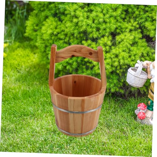 Cubo portátil de madera rústica para spa de pies miniatura 7