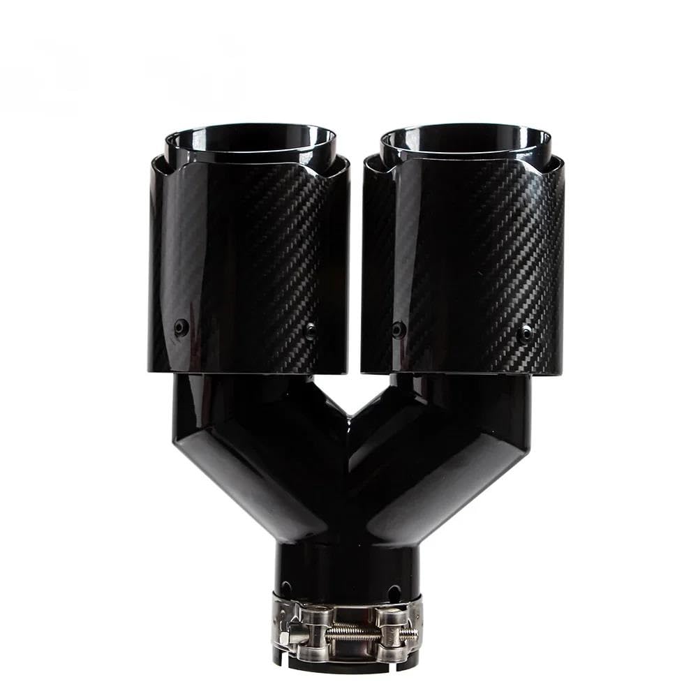 JYA Embout D'Échappement Universel Gorge De Queue Fibre De Carbone Mat Double Sortie En Y Côté