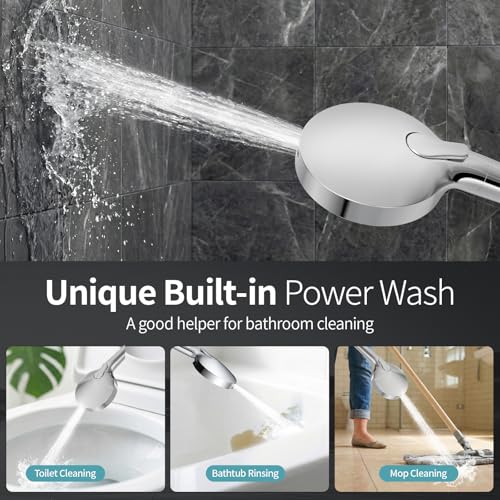 SR SUN RISE NSF Certified Filtered Shower Head with Handheld for Hard Water to Remove Chlorine High Pressure 9-Spray Setting (with Power Wash) Anti-Clog Nozzles (1 Filter, Chrome Silver) by SR SUN RISE - Used condition - Image 7