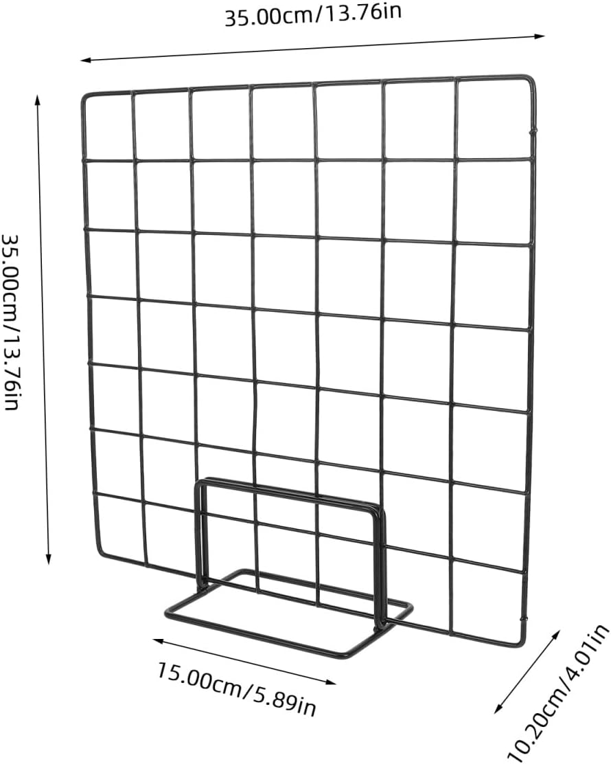 Solustre Grid Display Rack with Base 13.77In Adjustable Iron Countertop Display Stand Shelf for Artwork Photos Accessories Retail Booth