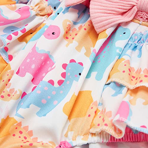 Unicomidea 3-6 Months Girls Outfit Pink Dinosaur Baby Onesie Short Sleeves Infant Romper Bodysuit Cute Suspender Baby Girl Summer Clothes Animal Print #TOP7