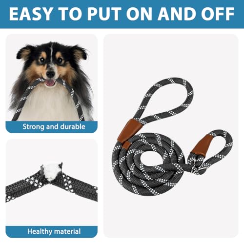 Aomig Schleppleine Verstellbarer Hundeleine für Welpen Kleine Mittlere Hund Katzen Reflektierend Leine Führleine Nylon mit Bequemen Gepolsterter Griff Training Outdoor Laufleine Trainingsleine Schwarz