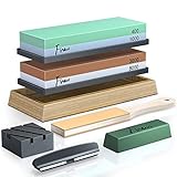 IDEALES GESCHENK - Unsere Abziehstein besteht aus Prämie Aluminiumoxid. Unsere Schärfsteine haben eine genauere Partikelgröße und eine längere Lebensdauer. Außerdem haben wir die Basis und das Paket aus Bambus VERSTÄRKT, um Schäden während des Transports zu vermeiden. die rutschfeste Matte und Lederstreifen gewährleisten eine bessere Reibung.