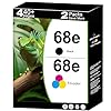 Paquete combinado de cartuchos de tinta 68e 68XL negros y tricolores para impresoras HP 68 XL HP68XL HP68, compatible con Envy 6155e 655e 6152e 6552e 6558e 6500e 6520 6520e 6110e 6120e 6530e 6530e