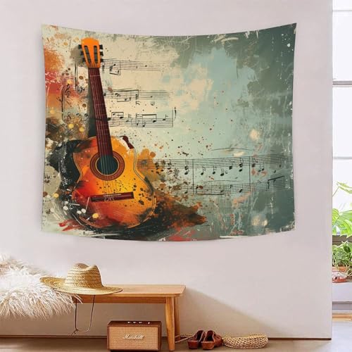 Tapisserie murale guitare 3D décoration en tissu grand format 180x230 pour chambre et salon