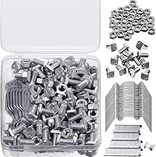 Hotop Greenhouse Repair Kit, Includes 50 Pieces Glazing Clips W Wire Clips, 50 Pieces Z Overlap Clips, 50 Pieces Aluminium Greenhouse Nuts and 50 Pieces Aluminium Bolts for Aluminium Greenhouse