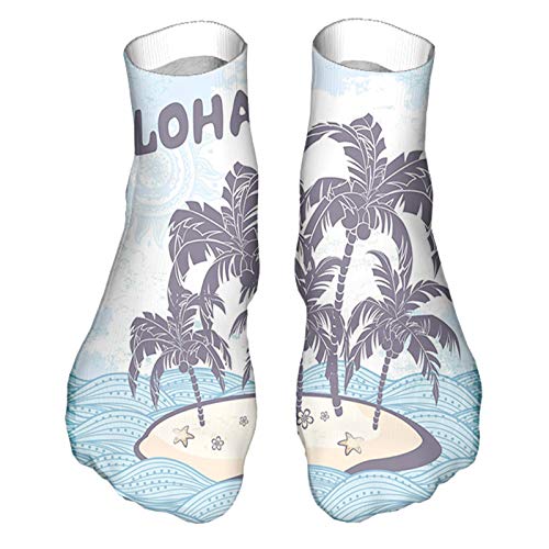 Men s and Women s Funny Casual Socks Cute Illustration Aloha Themed Hawaiian Island Palm Trees