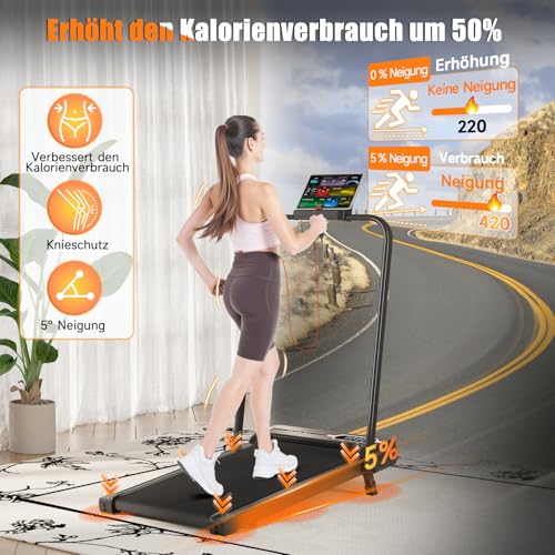 Dskeuzeew Laufband Klappbar mit Neigung - 4 in 1 Walking Pad mit 5% Steigung für Zuhause Laufpad Gehband Lauf Laufbänder – Bild 3