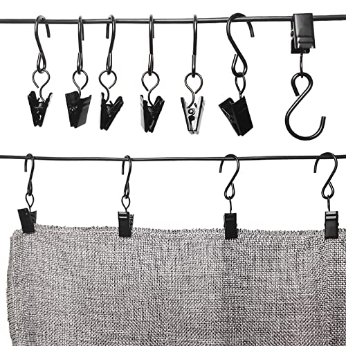 image for AMZSEVEN Stainless Steel S Hooks Curtain Clips, 50 Pack Hanging Party 