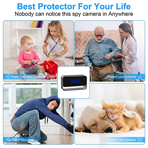 Eysoo Hidden Camera Clock, Real 1080P Hd Wifi Wireless Spy Nanny Cam With Night Vision, Motion Detection Alert, Remote Monitoring, Indoor Camera For Home Surveillance, Grey #TOP5