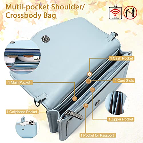 Tantiue Small Crossbody Bags For Women Cell Phone Purse Women's Shoulder Handbags Wallet Purse With Credit Card Slots Holder - Blue #TOP1