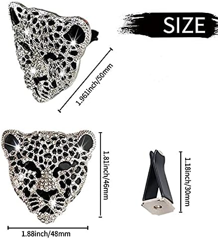 Bling Leopard Vent Clips, Crystal Leopard Car Diffuser Vent Clip Rhinestone Leopard Car Bling Accessories Car Interior Decor(Silver)