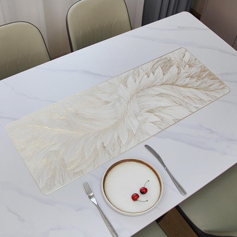 Image of Dining Table Mat and Runner Set for Home Kitchen Reusable Placemat Combo Set for Everyday Dining Use and Table Setup (Golden Orbit + Modern ractangle, Pack of 9 (8+1))