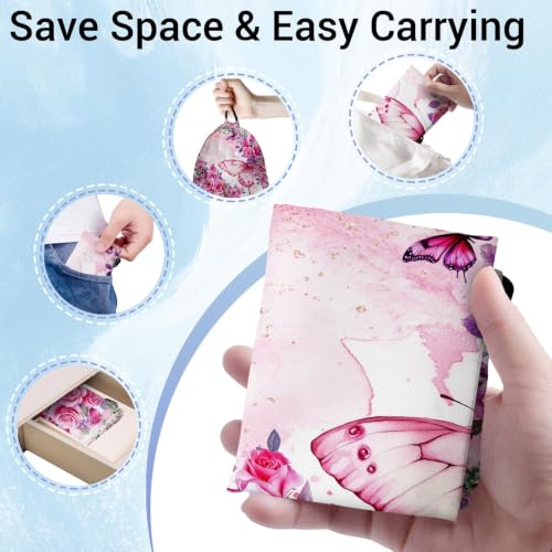 Image of Pink Butterfly Gymnastics Grip Bag Small Drawstring Gym Bag Outdoor Storage