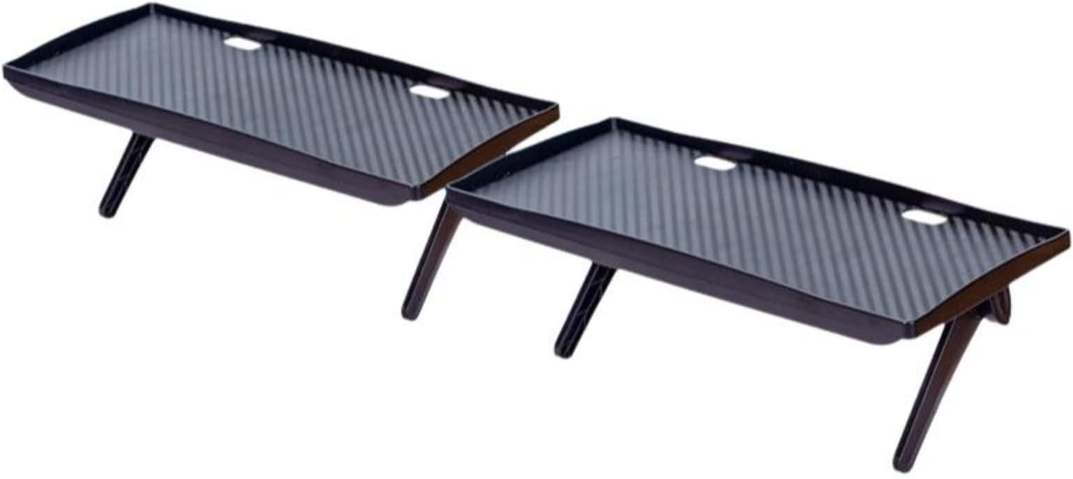 Display Shelf, TV Top Storage Bracket, No-Drill Adjustable Mount, Black Edge & Cable Hole 2 Pack