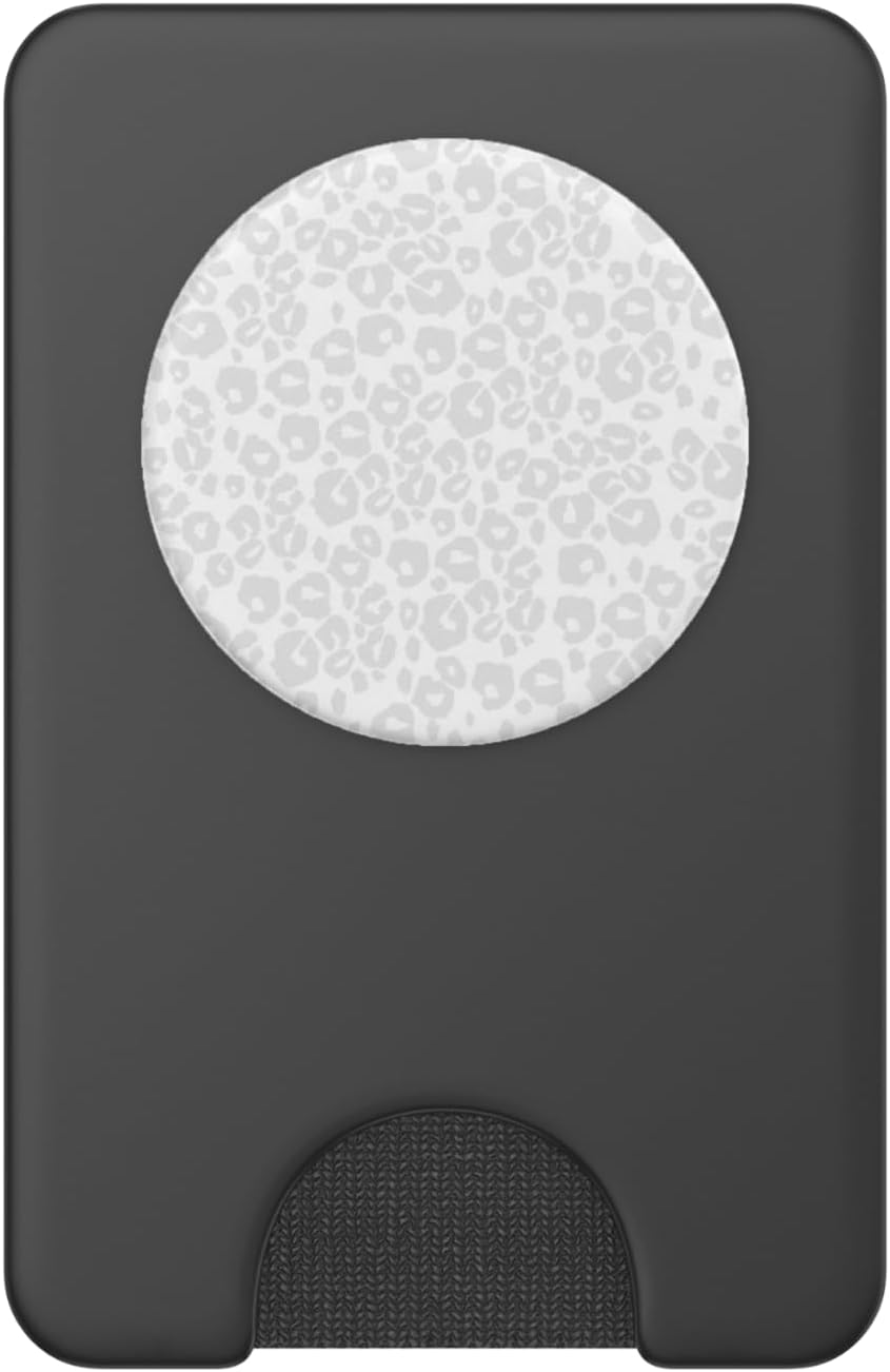 White Gray Leopard Pattern PopSockets PopWallet for MagSafe