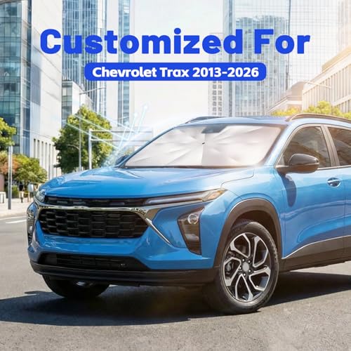 Image of Car Windshield Sun Shade for Chevrolet Trax 2013-2026 -[Reflective Coated Fabric] Sunshade Umbrella for Front Window, Car Shades Sun Visor Keep Car Cool and Protects Interior, 1:1 Exact Fit