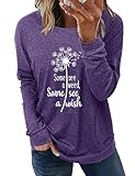 onlypuff Sweatshirt for Women Long Sleeve Fall Top Purple Pocket Shirt Graphic Tunic Top XL