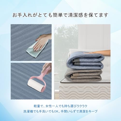 Fcyld カーペット 3畳 夏用 ラグマット 接触冷感 【SUPER ICE】 冷感ラグ 185×240 cm 厚手 7 mm ひんやり 洗える 滑り止め付 抗菌防臭 防ダニ 吸湿速乾 涼しい 霜降り 軽量 長方形 グレーブルー [3]