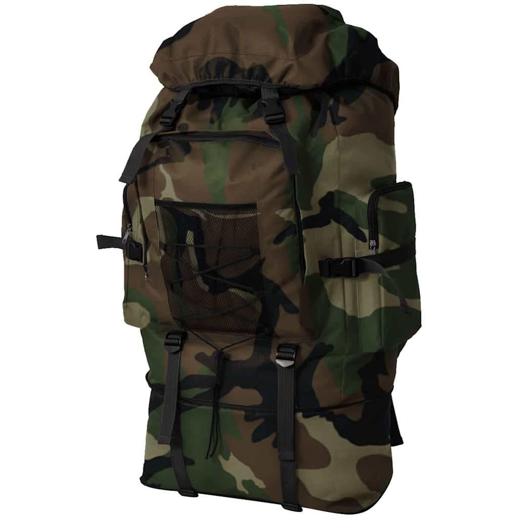 Duży plecak 100 l w stylu wojskowym, wytrzymały plecak turystyczny na przygody na świeżym powietrzu, trekking i kemping, 42 x 21 x 78 cm, kamuflaż, wielokolorowa, L, Rzemieślnik