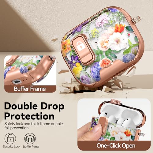 Image of for AirPod Pro 3 Case 2025, with Safty Lock & Phone Stand for Floral AirPod Pro 3 Generation Case Cover for Women Girly, iPod Pro 3 Cases with Keychain & Cleaner Kit -Seven-Color Flowers
