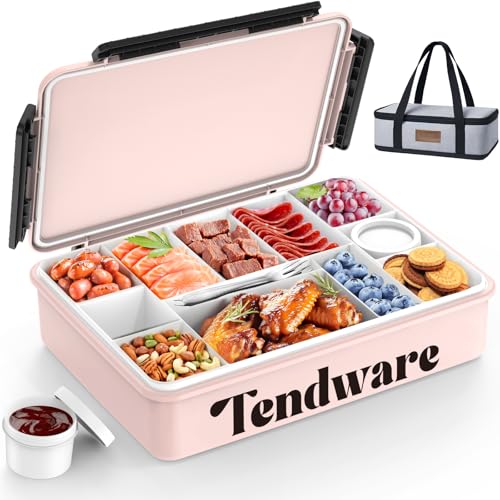 Chilled Portable Snackle Box Container with Ice Pack Beach Essentials for Summer Divided Serving Tray with Insulated Bag Snack Containers for Road Trip Charcuterie Snack Picnic Peony