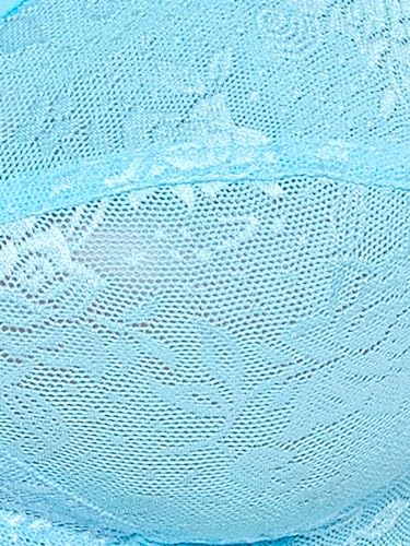 Image of Clovia Women's Lace Solid Non-Padded Full Cup Wire Free Bra (BR0181Q47 Light Blue 34C)