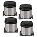 VOVOV Furniture Cabinet Metal Legs Adjustable Stainless Steel Kitchen Feet Round Black and Silver 50 x 50mm Pack of 4 + 16x Screw