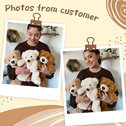 Morismos 3 Packs Teddy Bear Stuffed Animals Plush - 13.7 Inches Height Cute Plush Toys In 3 Color Light Brown,Dark Brown,White Teddy Bears - 3 Pcs Little Bear Stuffed Animals #TOP2