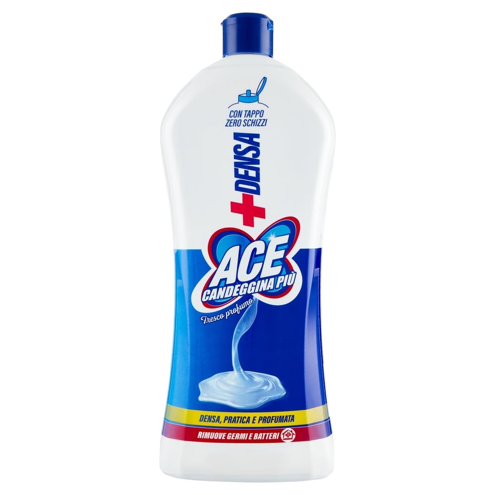 4x ACE Bleichmittel Candeggina Più +DENSA Frischer Duft - Waschmittel Bleiche für Oberflächen und Wäsche 1Lt + Beni Culinari Kostenloser Schlüsselanhänger