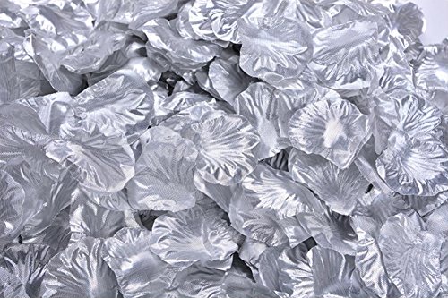 Ocharzy 1000 Pcs Rose Petals Fake Rose Petals For Romantic Night, Wedding Flower Decoration, Party, Events (Silver) #TOP23