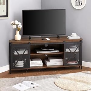 HOMISSUE Eck-TV-Ständer mit Stauraum Braun