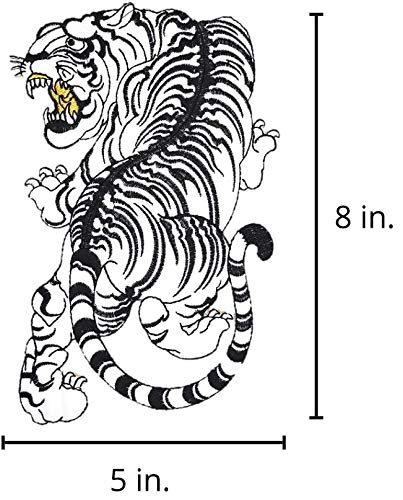 White Tiger Large Iron On Embroidered Patch Tiger Traditional Japanese Tattoo Style - Great For Jeans, Jackets, Vest #TOP1