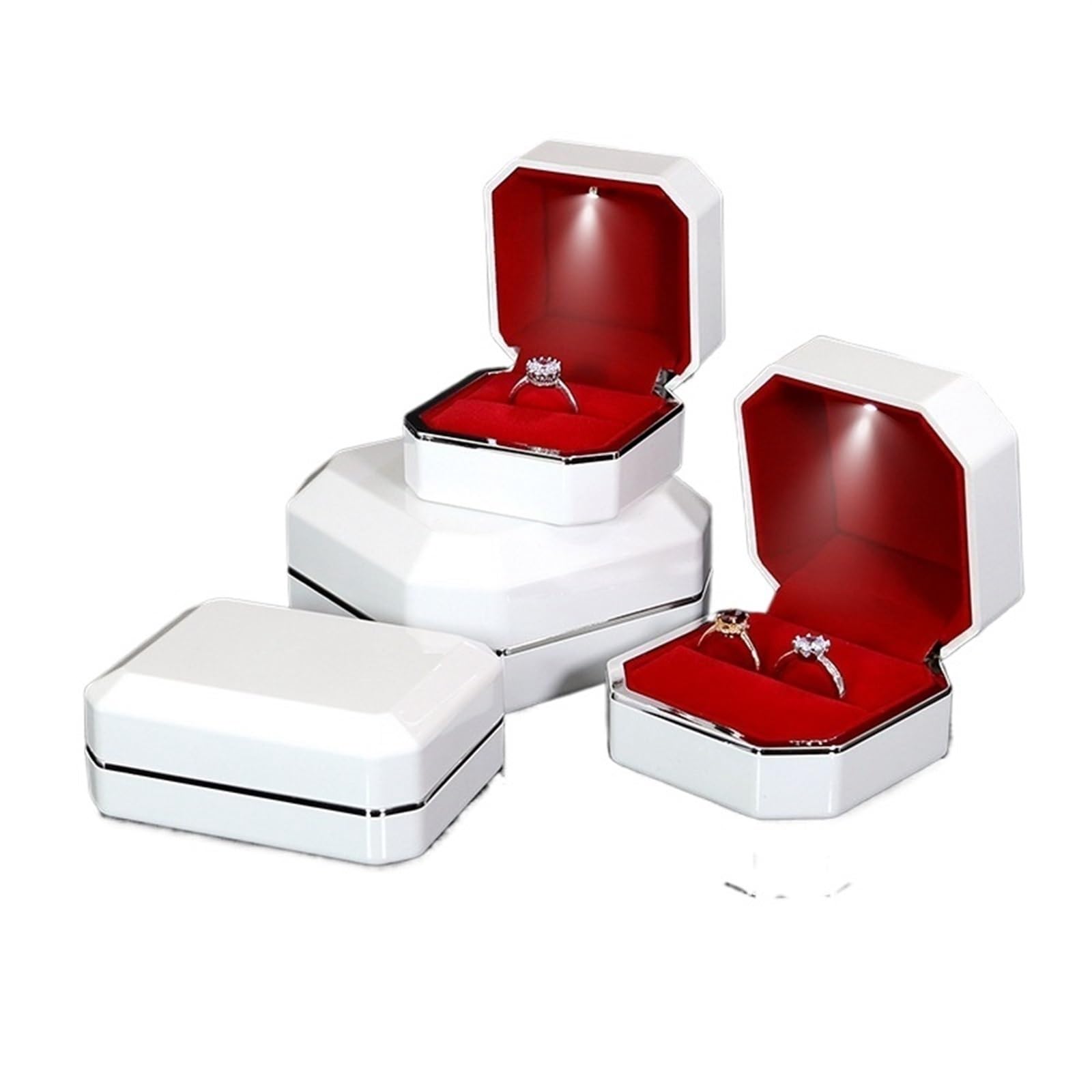 Ring Box Engagement Ring Boxearring Small Jewellery Organiser(White Red Inside,Earring Box)