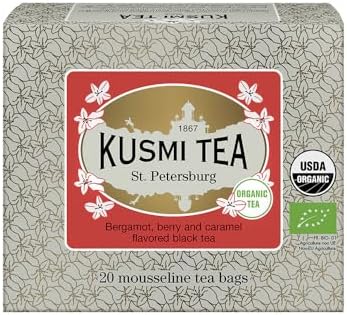 St. Petersburg - Organic Black Tea - Earl Grey Tea - Blend of Black Tea with Red Berries, Caramel, Vanilla & Bergamot - Robust, Caffeinated Tea - 20 Tea Bags