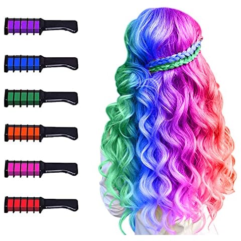 Hair Chalk for Kids Girls, MSDADA Temporary Bright Hair Color Dye for Kids Gifts for Girls Age 6 7 8 9 10-12+ Colour Hairspray for Birthday St. Patrick's Day Easter Children's Day Party Cosplay DIY Cover