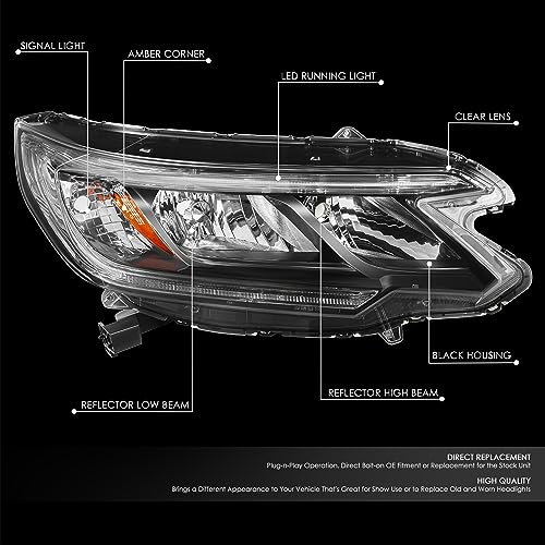 DNA MOTORING Right OE Style LED DRL Headlight Compatible with 2015-2016 Honda CRV EX EX-L SE, OEM-HL-0200-R - Image 3
