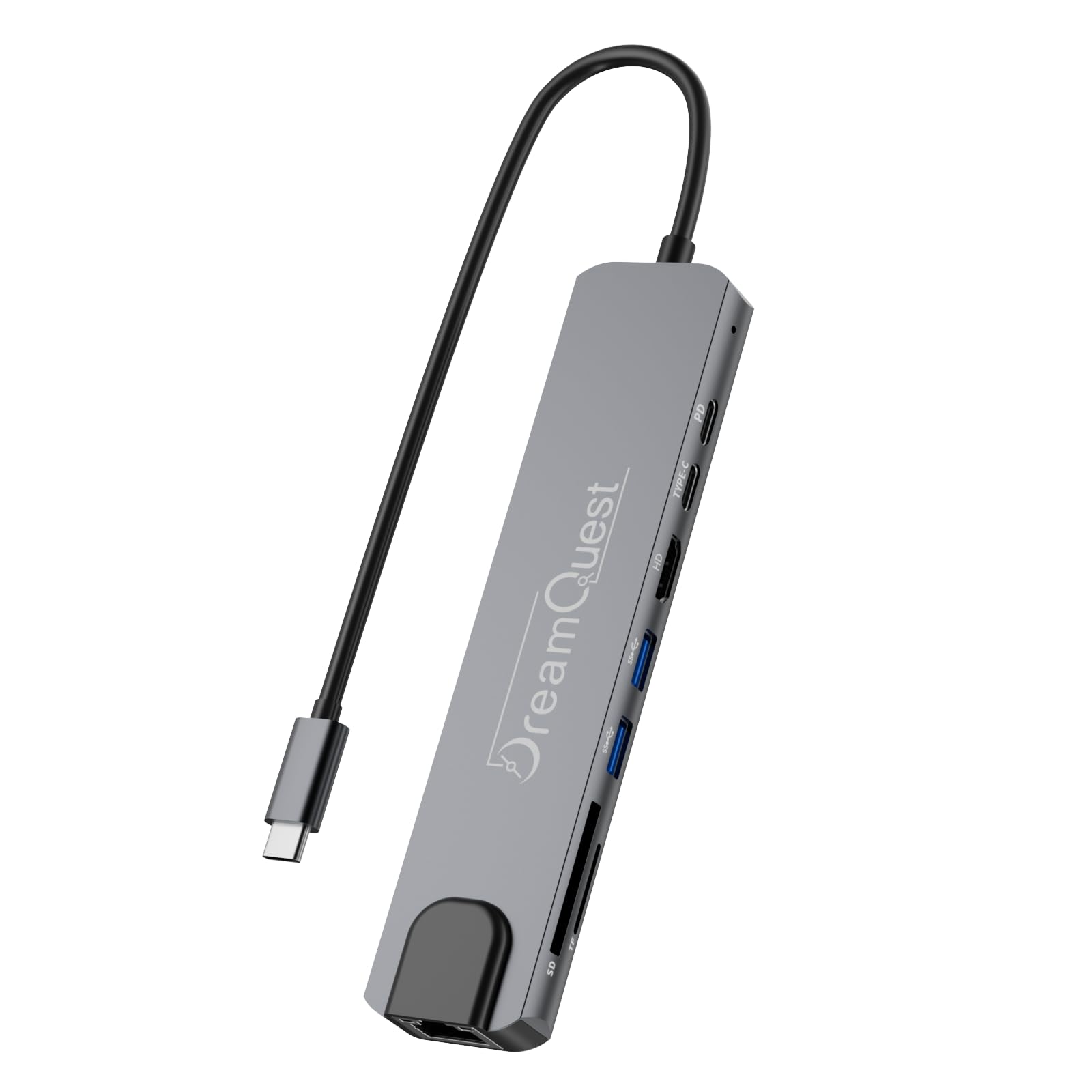 dreamquest 8-in-1 laptop docking station, usb c hub with 4k hdmi, usb 3.0(5gbps), 100w pd charging, 100mbps ethernet, usb 2.0/type c, sd/tf card reader for notebook laptop macbook dell hp lenovo