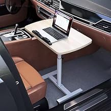 RV Folding Table, Foldable Dinette Table with Adjustable Height, Computer Workstation with Steel Pipe Bracket and MDF Board DesktopNatural,60x40cm
