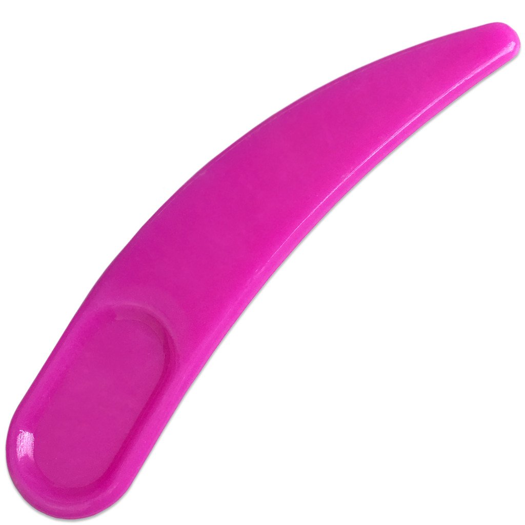 PANA Curved Boomerang Disposable Plastic Cosmetic Spatula for Mixing and Sampling Makeup, Skincare, Creams, Lotions, and Masks (Pink, 10 Packs)