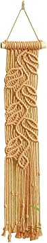Macrame Wall Hanging Woven Boho Decor Gray Yarn Fringe Tassel Handmade Home Decoration for Bedroom Living Room Wedding Party
